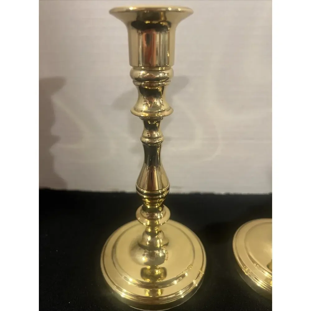 Vintage Baldwin Polished Brass Candlestick Candle Holders Heavyweight 6.5” Tall